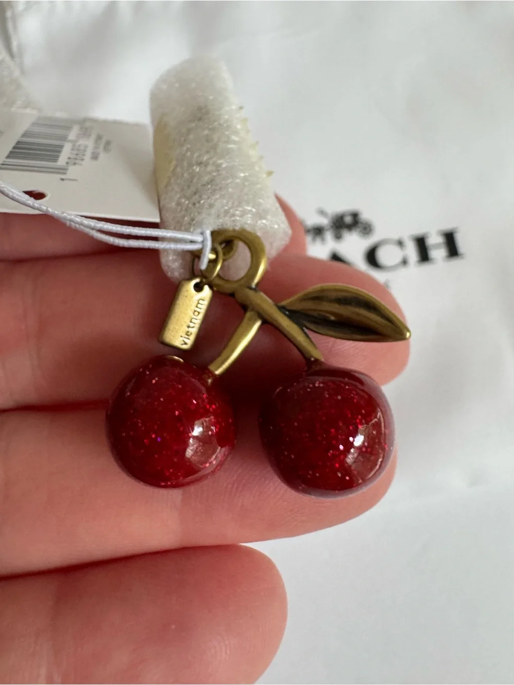Coach CCX77 DIY Cherry Charm Brass Red Apple NWT Dust Bag
